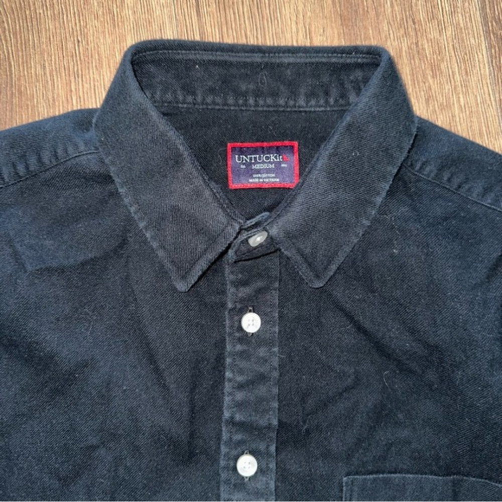Untuckit Mens Shirt Black Medium 100%‎ Cotton Long Sleeve Button Up